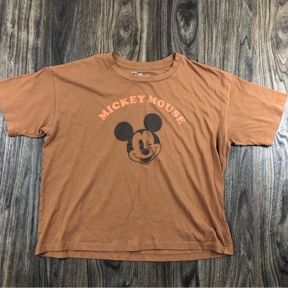 American Eagle Outfitters Disney Mickey Mouse 70's Vibe Boxy Slight Crop Top - Picture 2 of 9